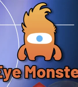 a cartoon character with a blue background