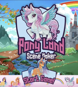 a cartoon horse with wings and a castle