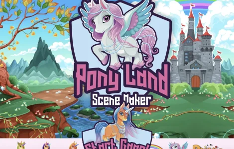 a cartoon horse with wings and a castle