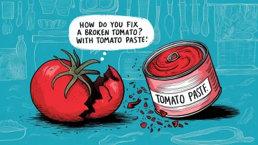 a tomato and a can of tomato paste