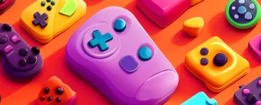 a group of colorful game controllers